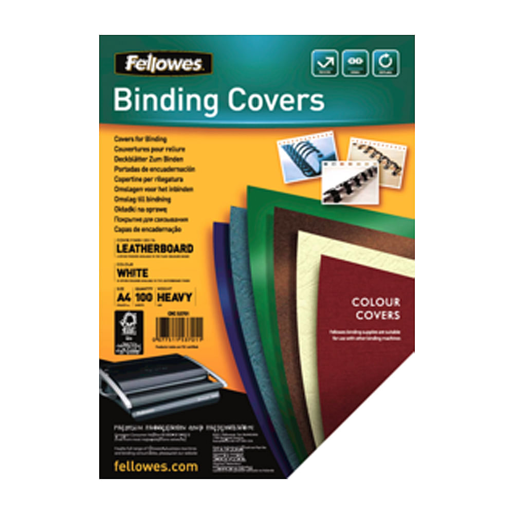 folio transparente a4 Coperti carton Fellowes A4 250 gr imitatie piele alb 100/top