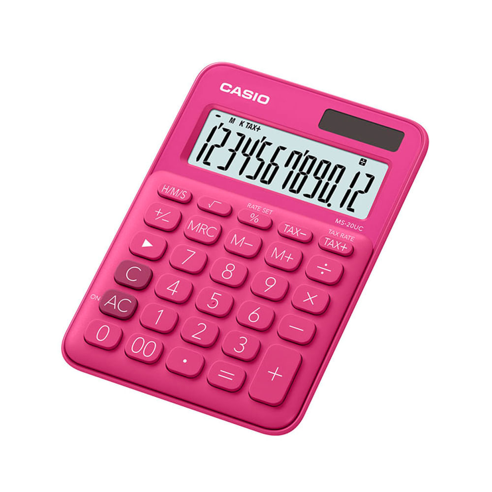 Calculator de birou Casio MS-20UC, 12 digits, rosu Casio imagine 2022 cartile.ro
