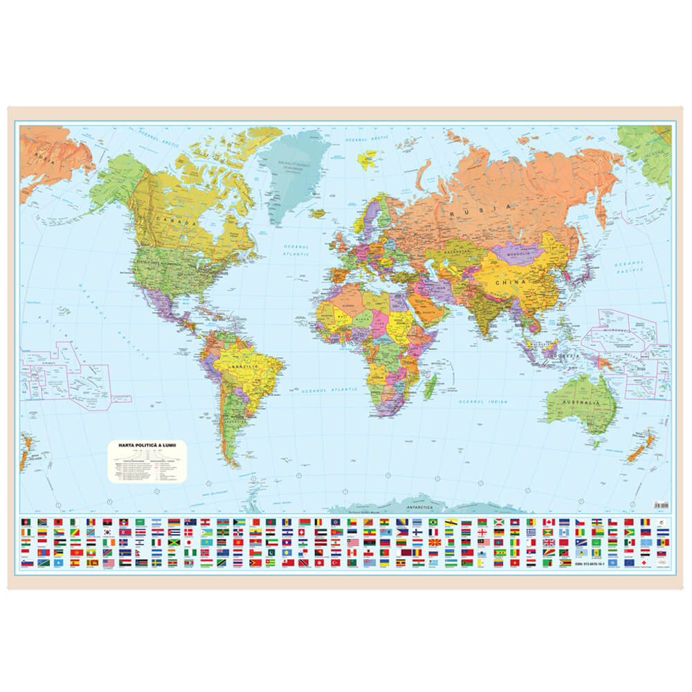 Harta politica a lumii, 120 x 160 cm, scara 1:20 mil