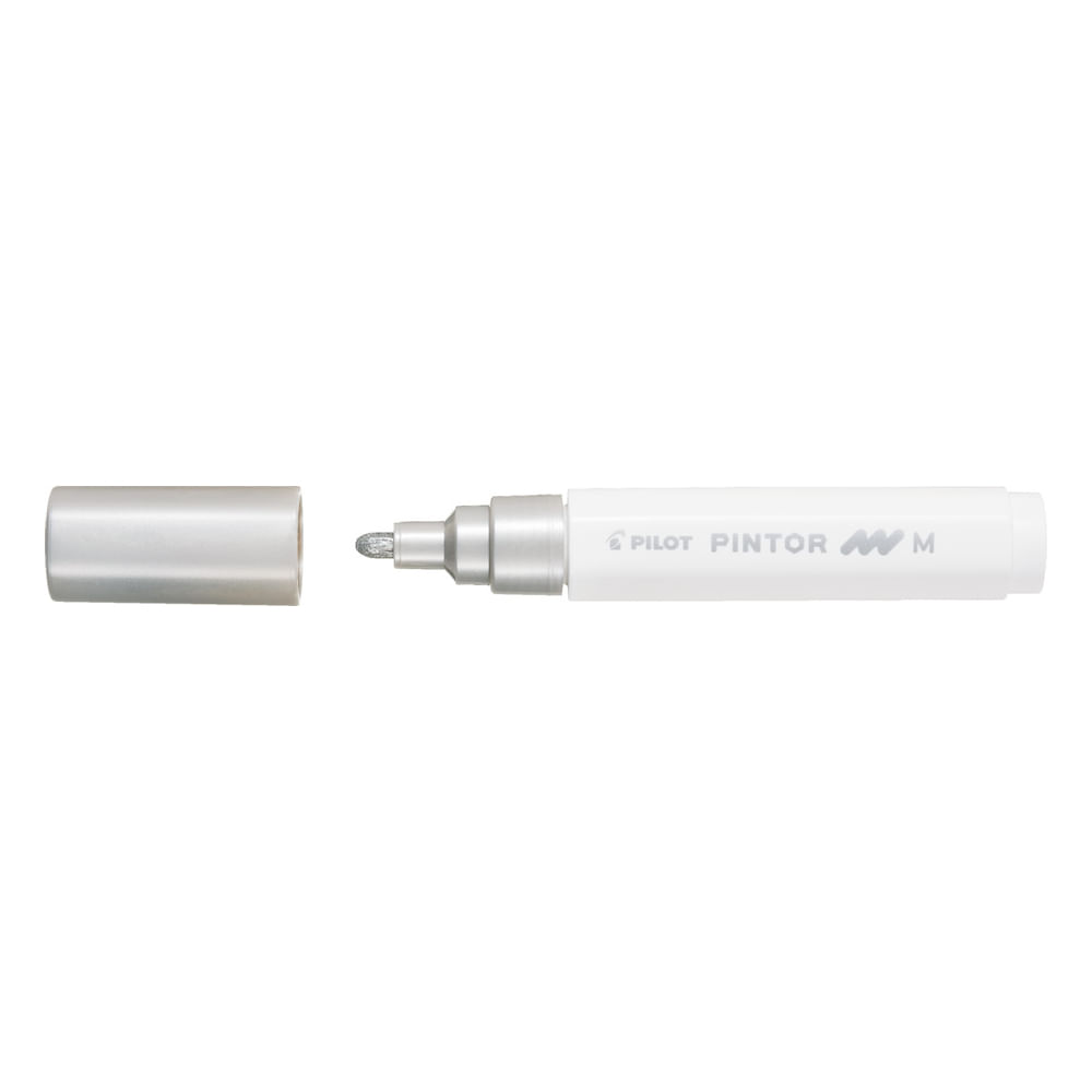 Marker cu vopsea Pilot Pintor Metalic M culori metalizate 1.4mm Marker cu vopsea Pilot Pintor Metalic varf rotund 4.5 mm argintiu