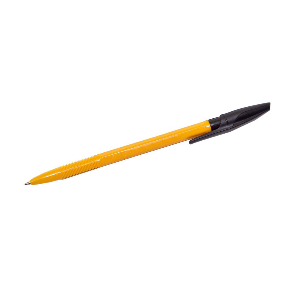 Pix cu bila, corp galben, unica folosinta, 1.0 mm, negru