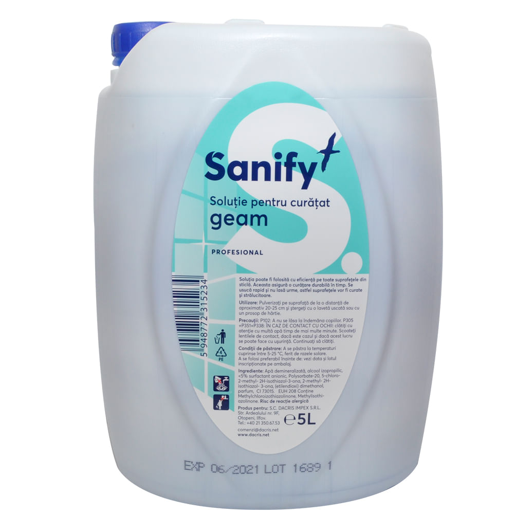 Detergent pentru geamuri Sanify, 5 l