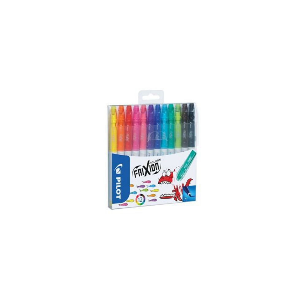 Set 12 carioci Frixion Colors Pilot 2.5 mm varf mediu culori asortate Set carioci Pilot Frixion Colors 12 bucati