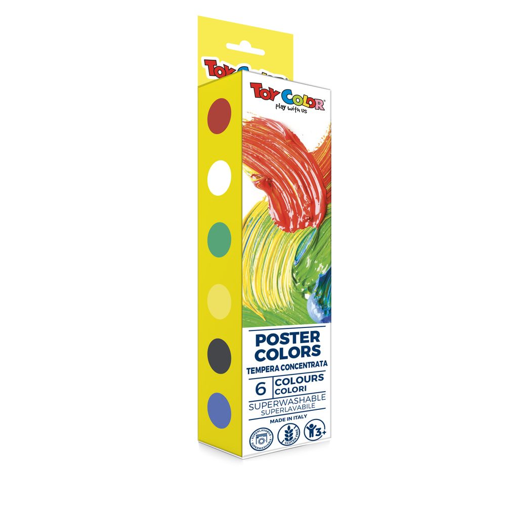 Tempera toy color poster colors, 25 ml, 6 culori
