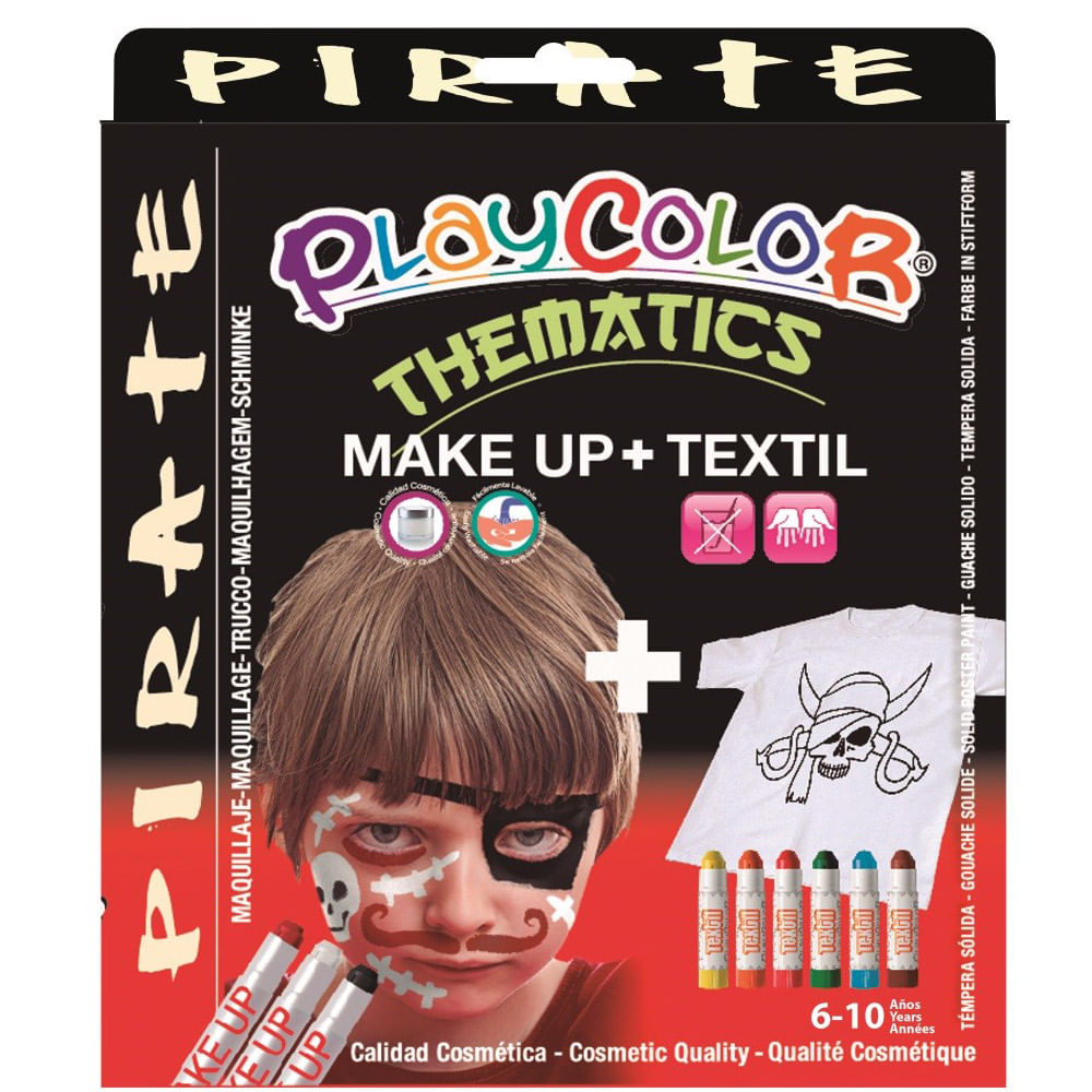 Set tempera dunsa solida pentru picturi pe fata si textil plus tricou, pirat
