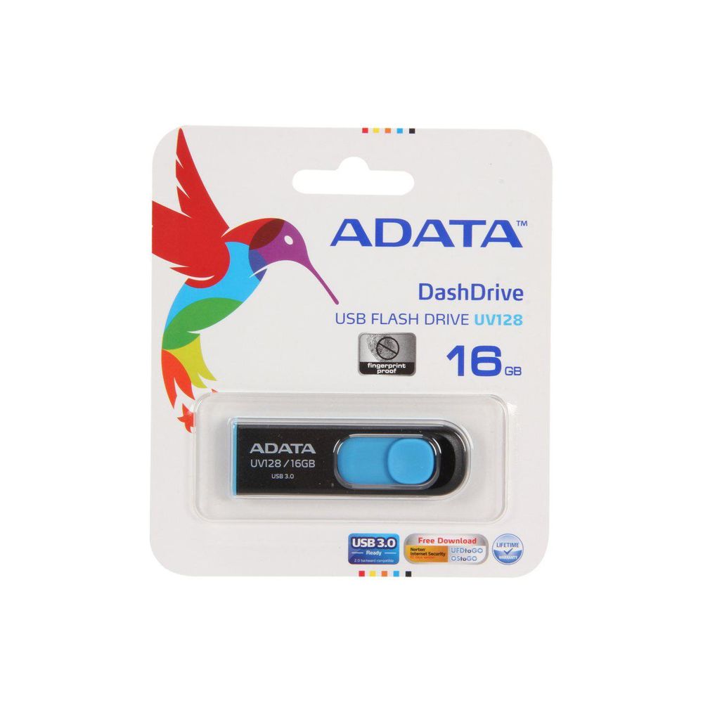 USB Flash Drive ADATA 16Gb, UV128, USB3.0, Negru si Albastru ADATA imagine 2022 depozituldepapetarie.ro