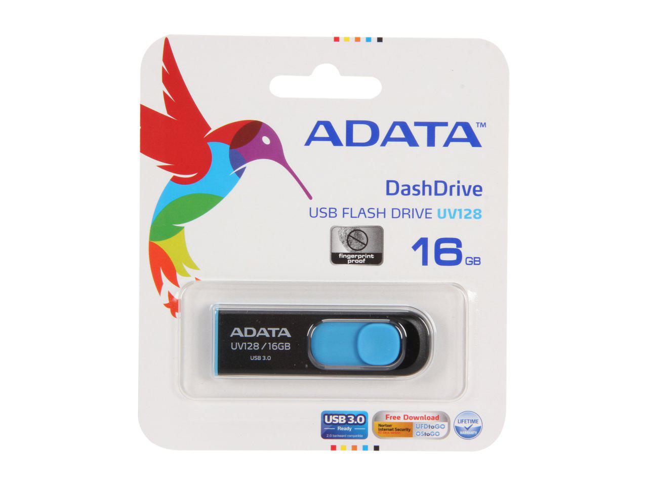 USB Flash Drive ADATA 16Gb, UV128, USB3.0, Negru si Albastru image0