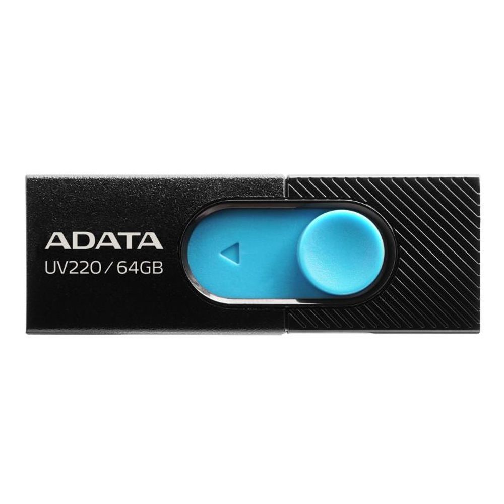USB Flash Drive ADATA UV220 64Gb, black/blue retail, USB 2.0