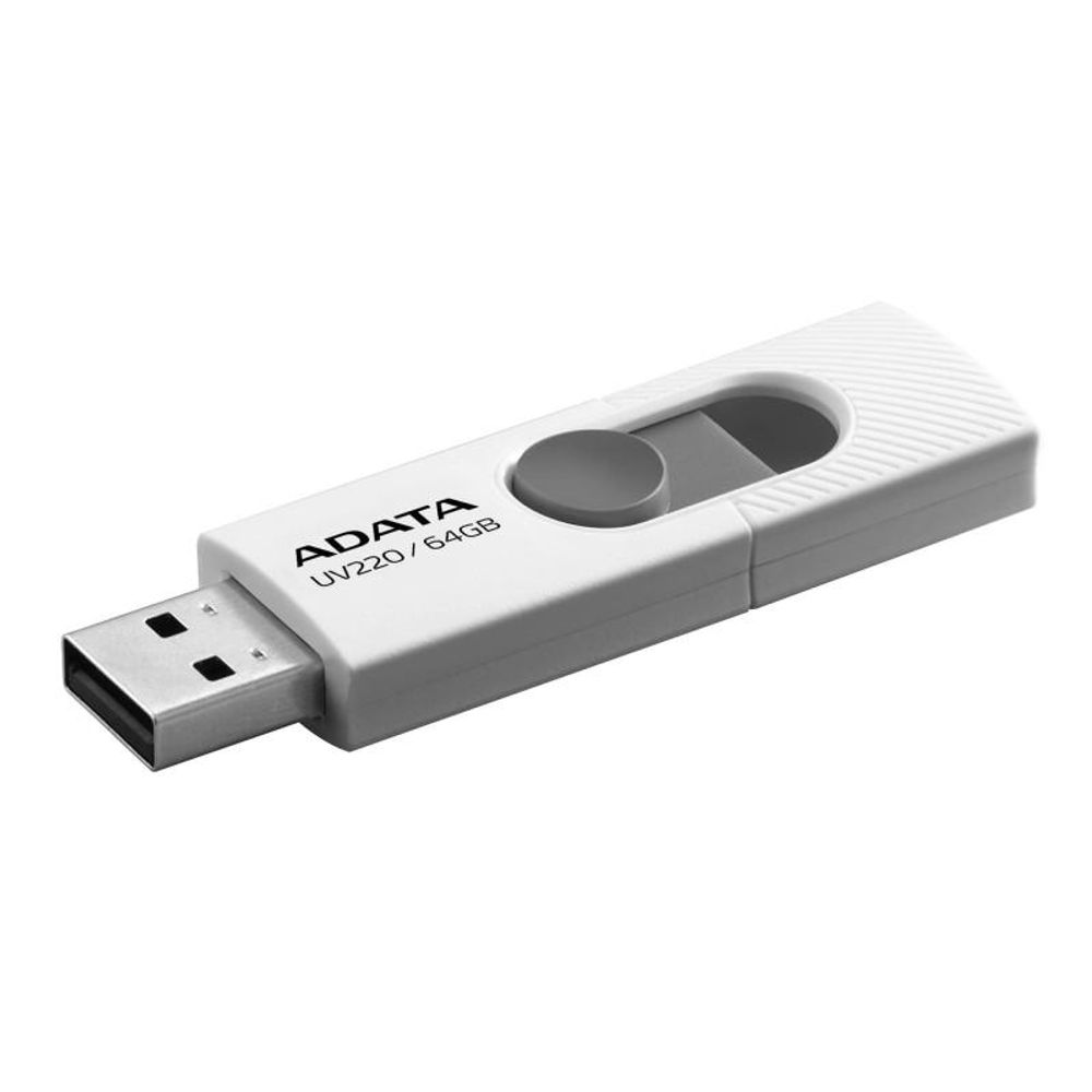 USB Flash Drive ADATA UV220 64Gb, white/gray retail, USB 2.0 ADATA