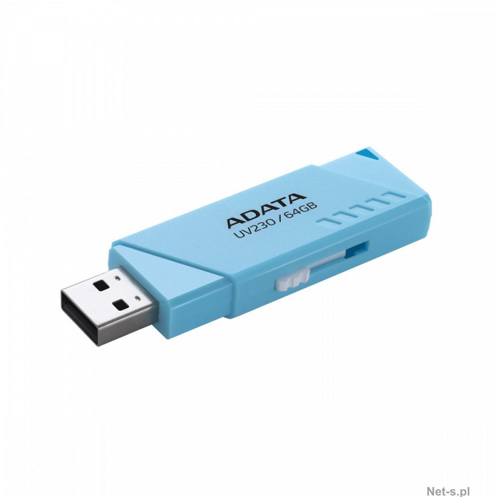 USB Flash Drive ADATA 64Gb, UV230 blue retail, USB-A 2.0