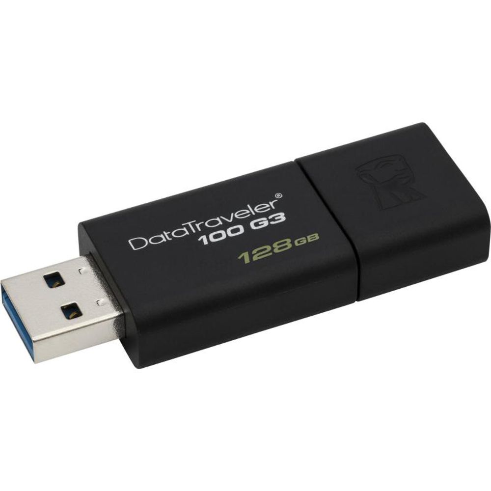 USB Flash Drive Kingston 128 GB DataTraveler DT100G3, USB 3.0, black dacris.net imagine 2022 cartile.ro