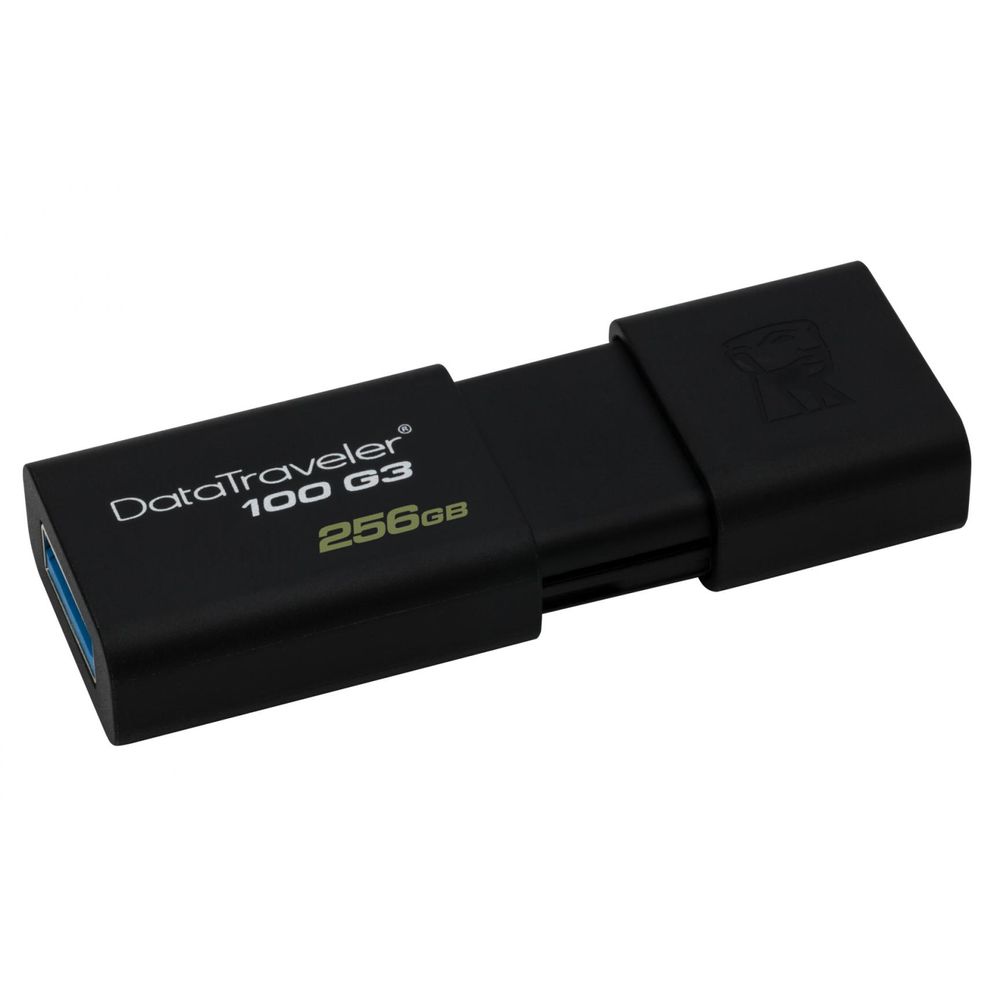 USB Flash Drive Kingston 256GB DataTraveler DT100G3, USB 3.0, black.