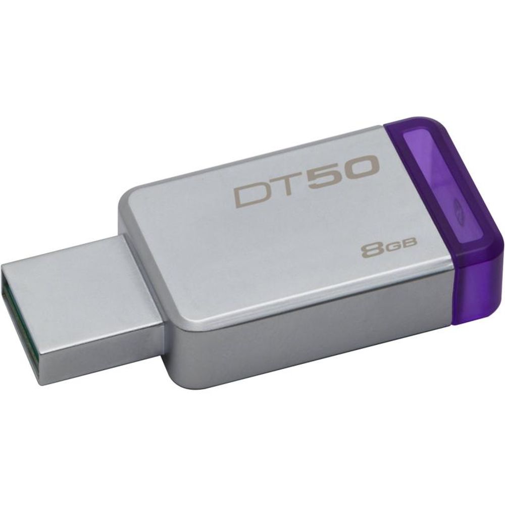 Kingston USB Flash Drive DT50/8GB- DataTraveler 50, Speed2 USB 3.1 Gen 13- 30MB/s read, 5MB/s write, 8GB, Metal casing with purple