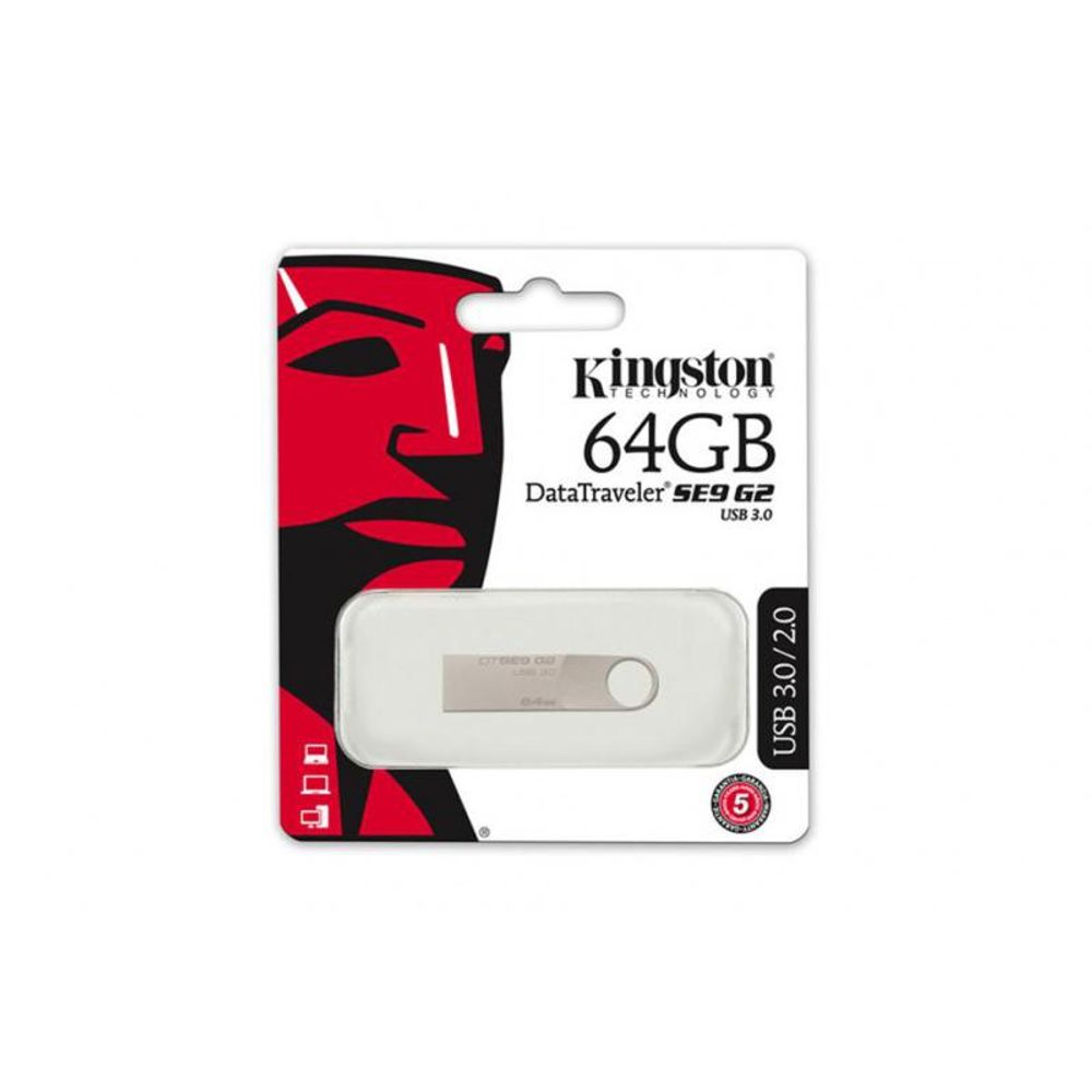 USB Flash Drive Kingston 64 GB DataTraveler SE9 G2 METAL CASING, USB 3.0, metalic