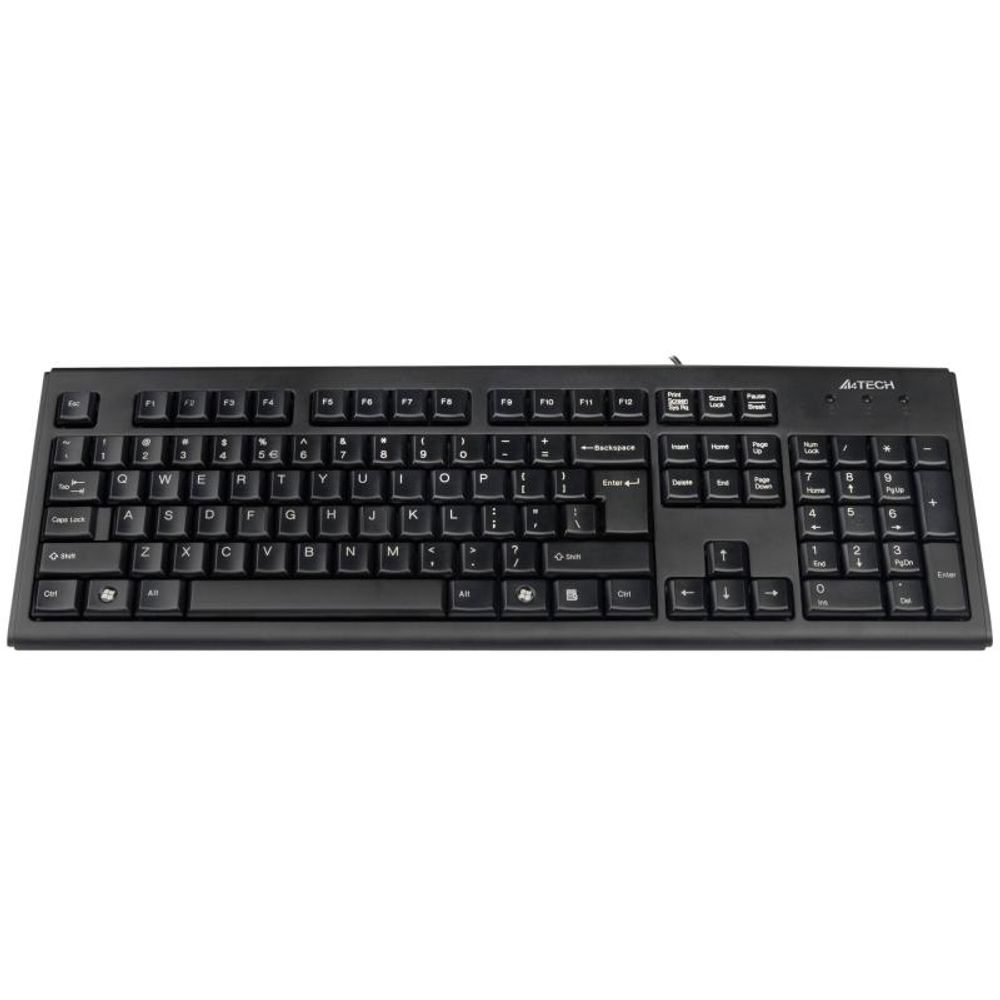 Tastatura A4Tech KR-83, cu fir, US layout, neagra, Rounded key-caps, Laser inscribed keys, USB