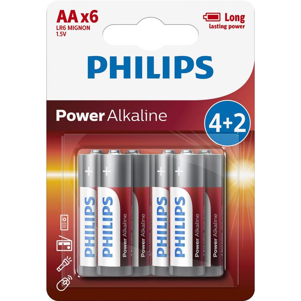Philips Power Alkaline AA 4+2-blister PROMO