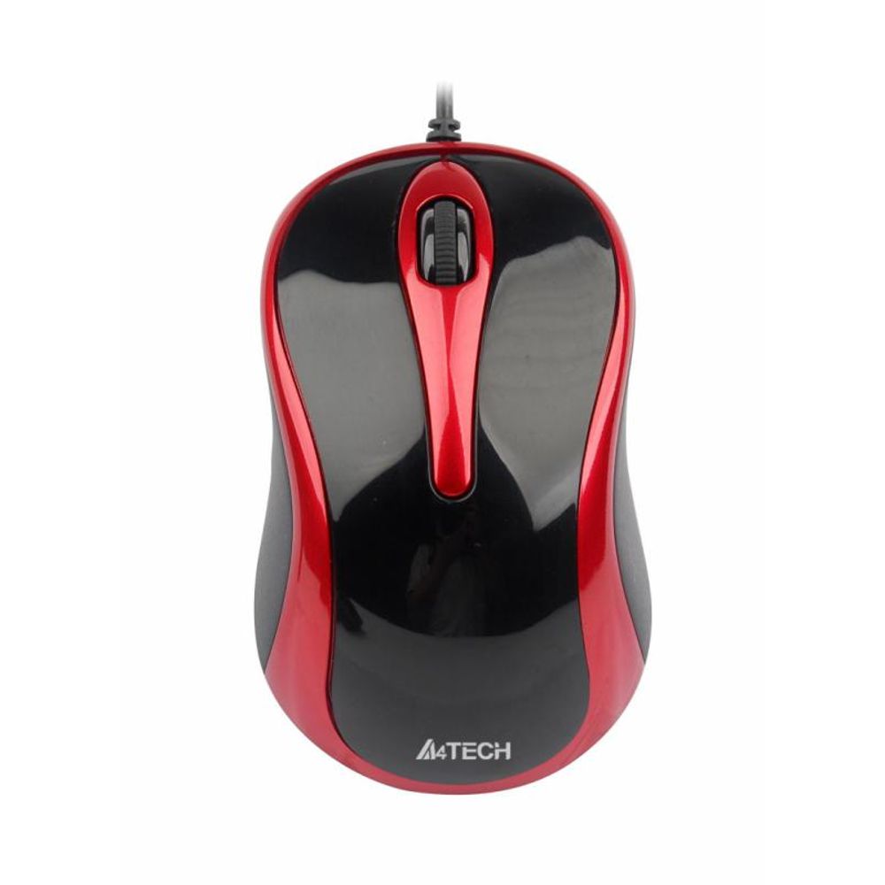 Mouse a4tech cu fir, optic, v-track, 1600dpi, negru/rosu, v-track padless, usb