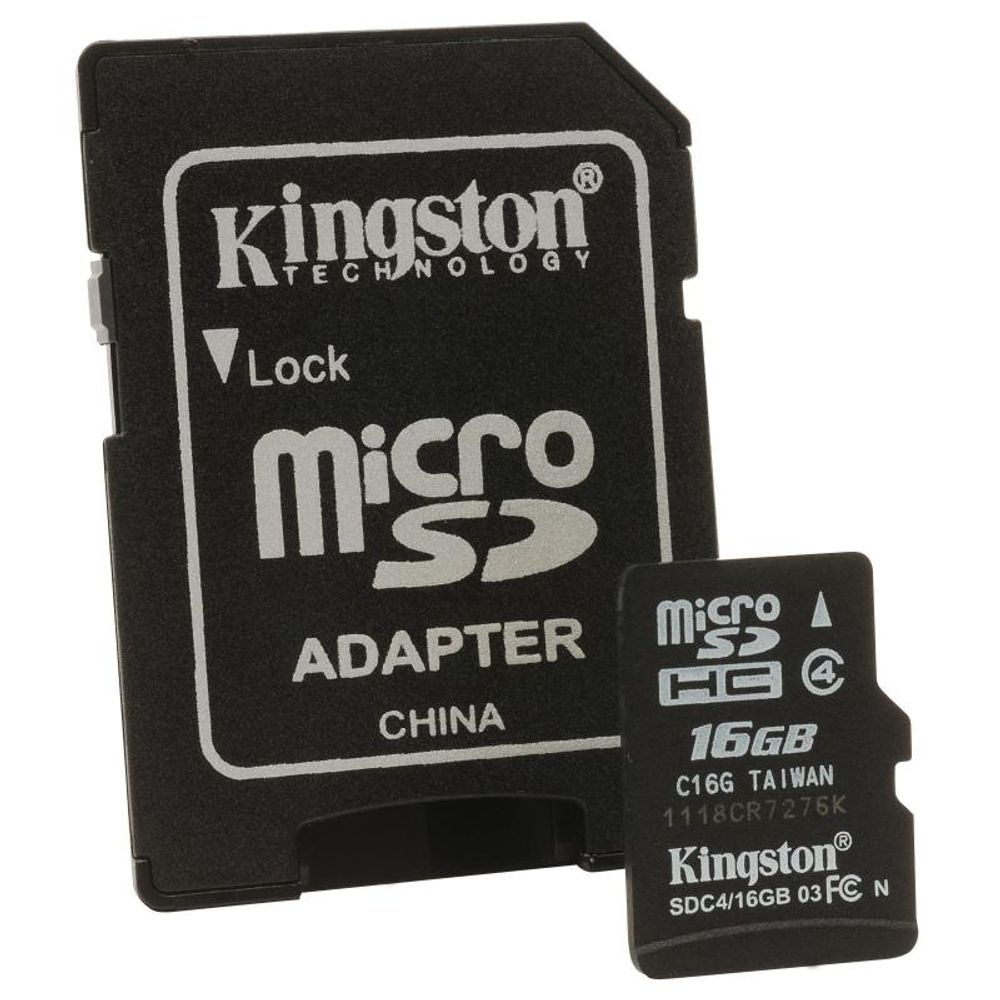 Micro Secure Digital Card Kingston, 16GB, SDC4/16GB, Clasa 4, adaptor SD