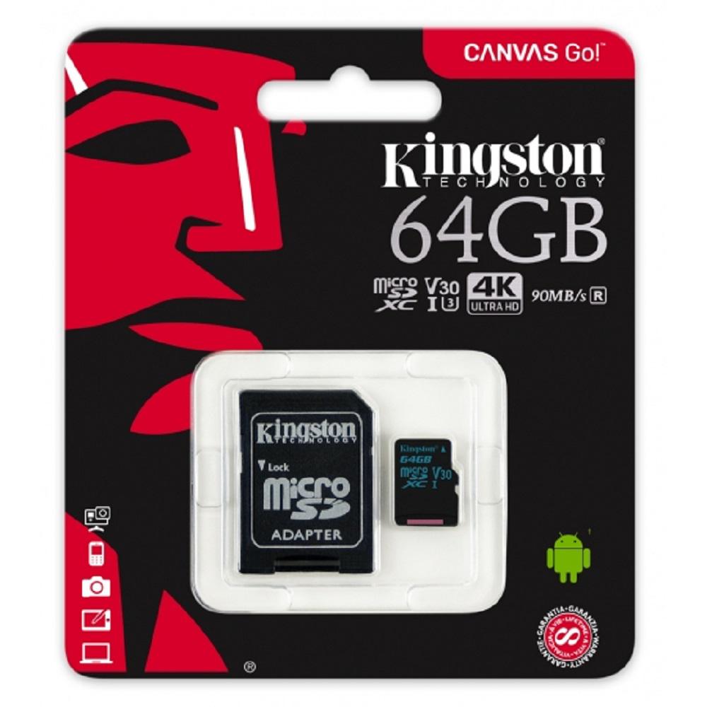 Micro sdxc kingston, 64gb, class 10 uhs-i, r/w 45/10 mb/s, adaptor sd