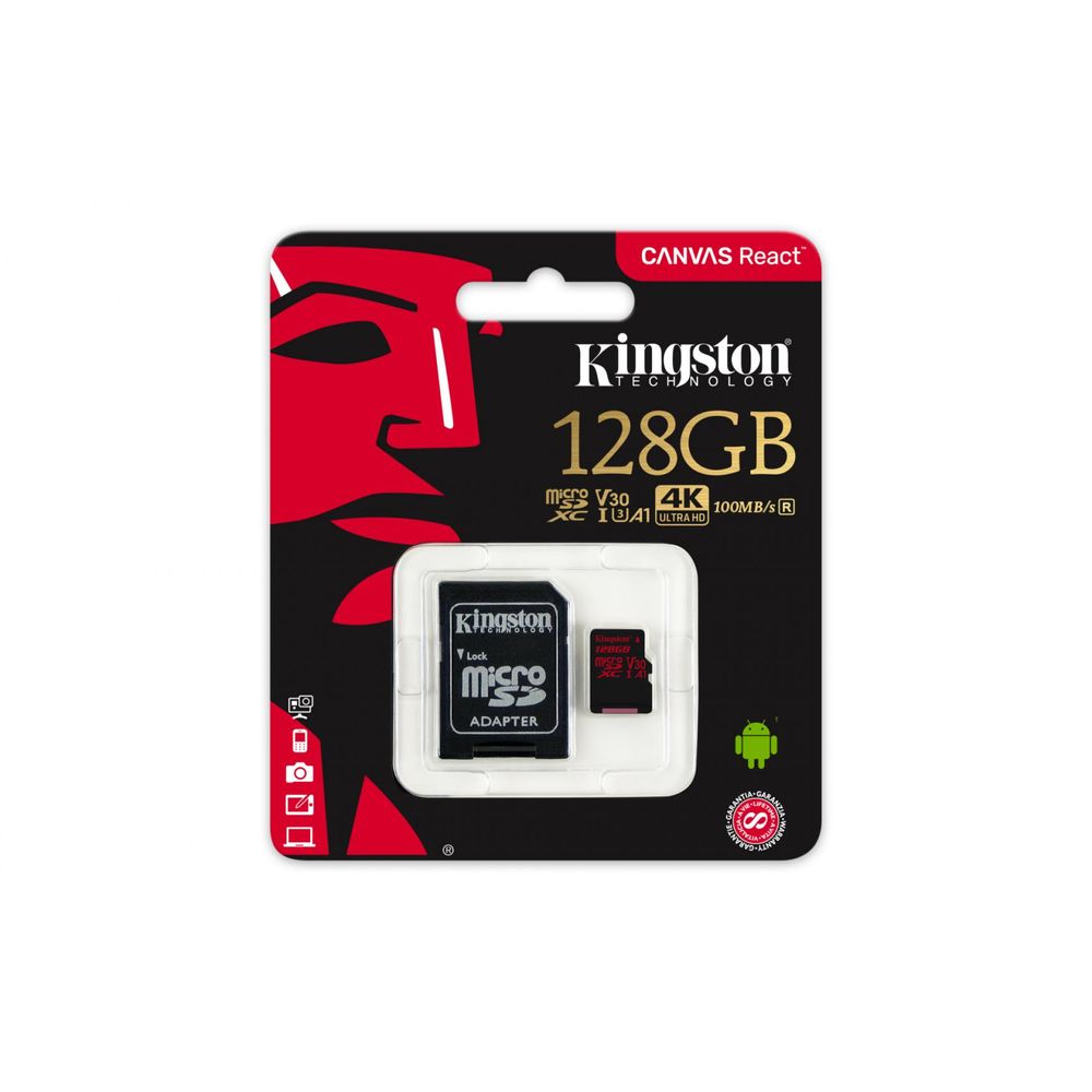 Micro SDXC Kingston, 128GB, CLASS 10 UHS-I, R/W 100/80 MB/s, adaptor SD