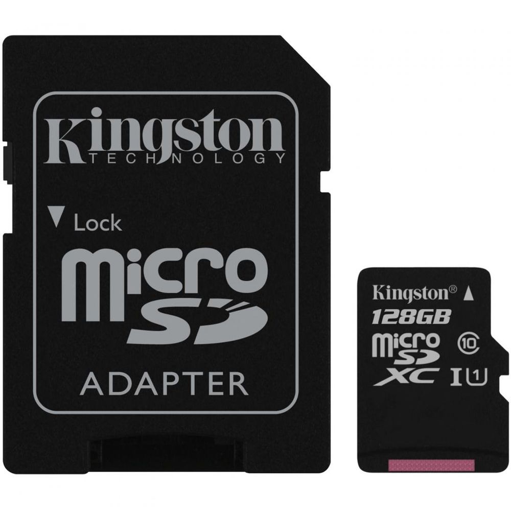 MicroSDXC Kingston, 128GB, Canvas Select 80R, Clasa 10 UHS-I, R/W 80/10 MB/s, adaptor SD