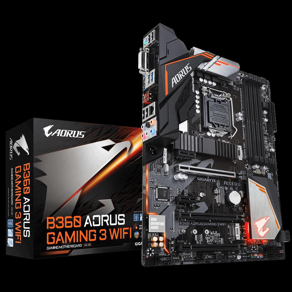 Placa de baza Gigabyte Socket LGA1151 v2, B360 AORUS GAMING 3 WIFI, 4 *DDR4 2666/2400/2133MHz, 1x HDMI/DVI-D, 3 x PCIe x16, 2x PCIe x1 Slot, 6x SATA