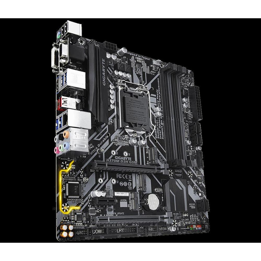 Placa de baza Gigabyte H370M D3H GSM, Socket LGA1151 v2, 4*DDR4 2666/2400/2133MHz, 1x HDMI/DVI-D/D-Sub, 2x PCIe x16, 1x PCIe x1 Slot, 6x SATA 6Gb/s,