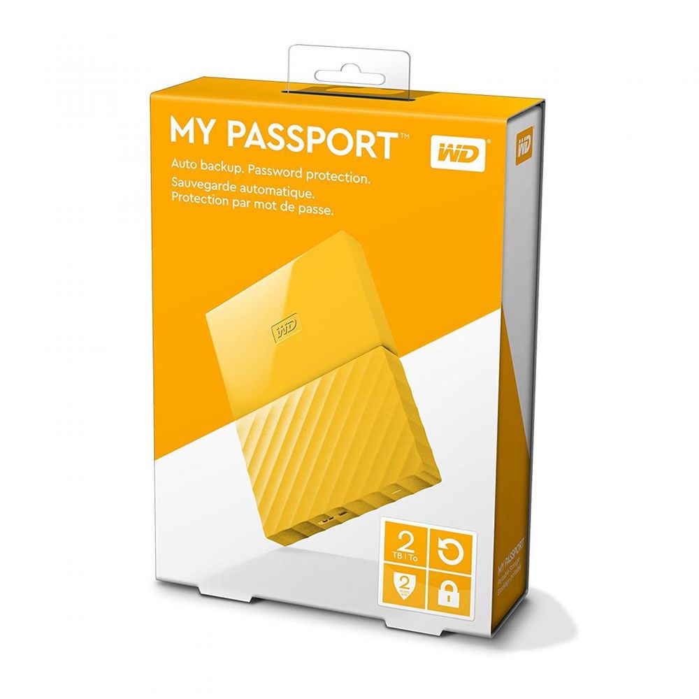 Hdd extern wd, 2tb, my passport, 2,5 usb 3.0, galben