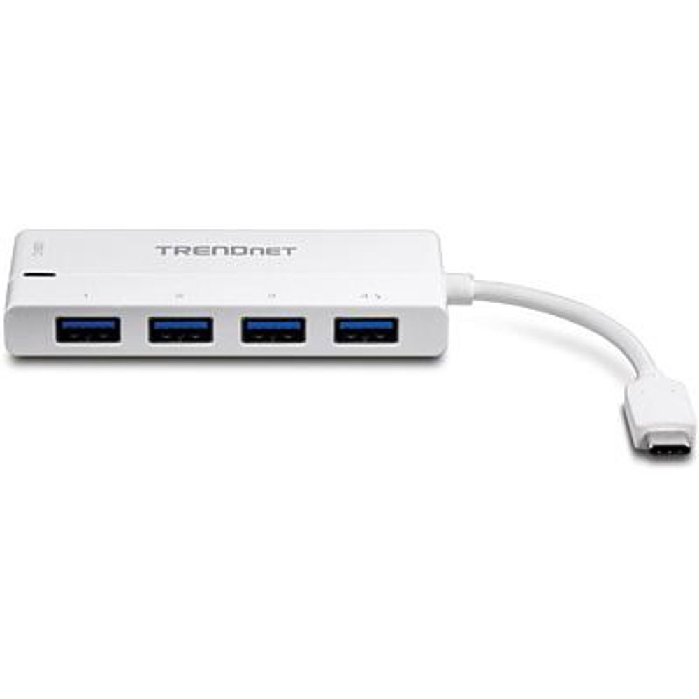 TRENDnet USB-C to 4-Port USB 3.0 Hub with Power Delivery, TUC-H4E2, USB3.0/USB 2.0/USB 1.1/USB Type-C, Up to 5 Gbps