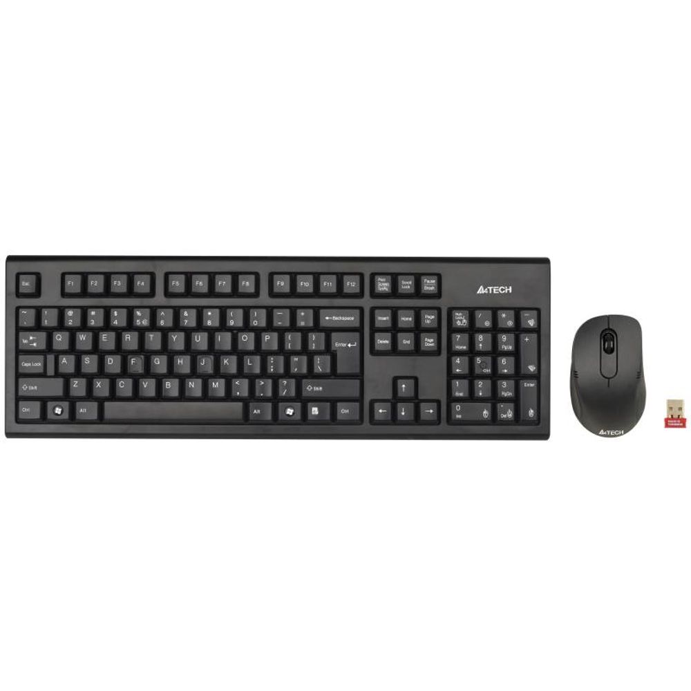Kit tastatura + mouse A4tech 7100N, wireless, negru A4Tech imagine 2022 depozituldepapetarie.ro