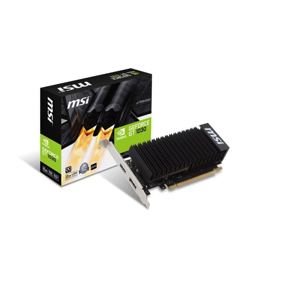 Placa video MSI NVIDIA GeForce GT 1030 2GH LP OC, 2GB GDDR5, 64-bit, PCI Express 3.0 x16, Core Clocks: 1518 MHz / 1265 MHz, Memory Clock: 6008 MHz,