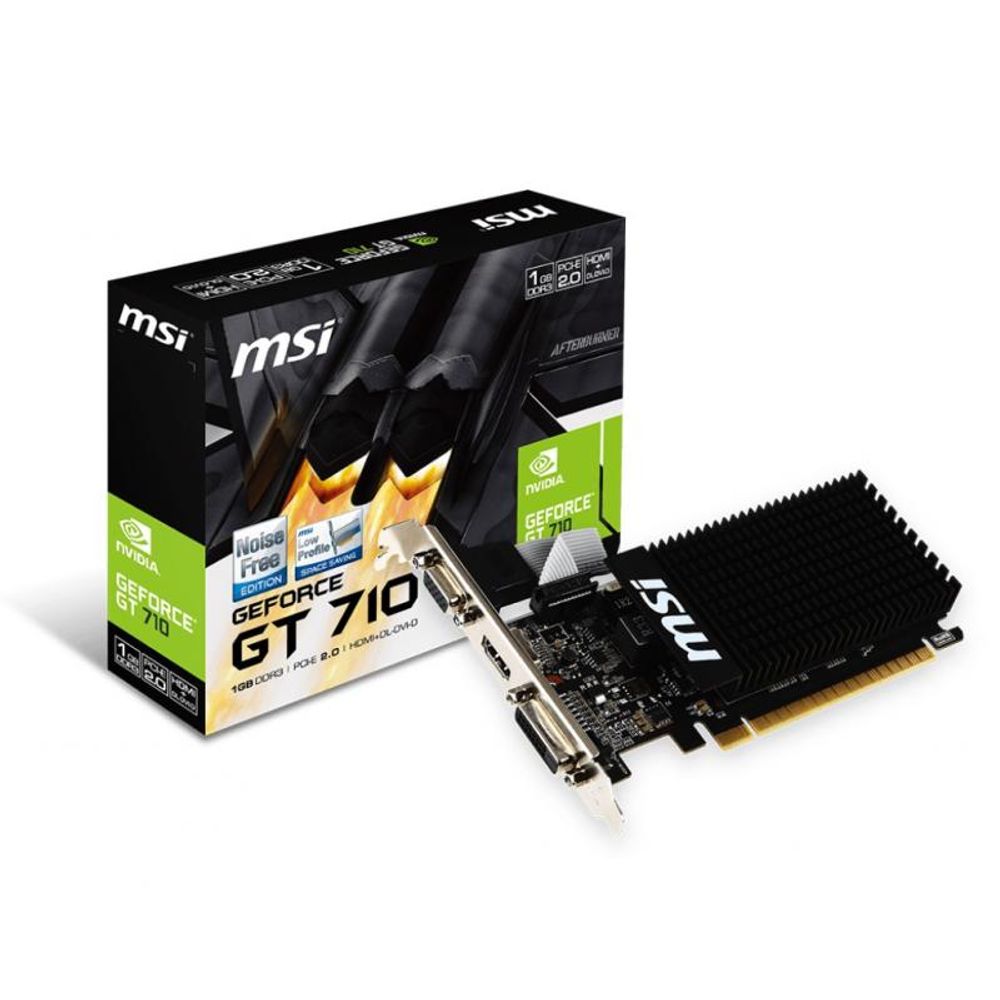 Placa video MSI NVIDIA GT710 1GD3H LP, GT 710, PCI-E, 1024MB DDR3, 64 bit, Memory Cloock 1600 MHz, Base Core Clock 954MHz, HDMI, DVI, D- Sub, heatsink