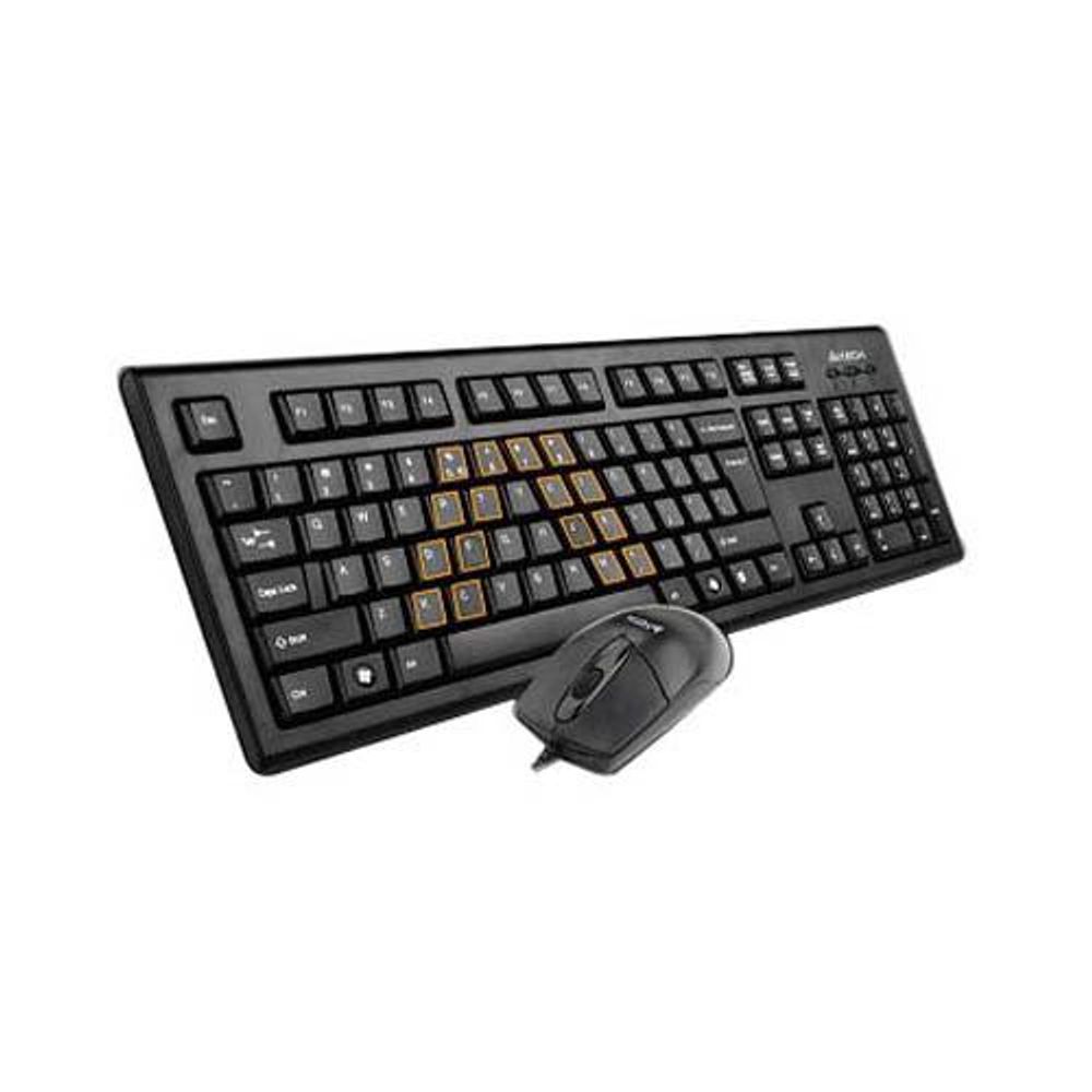 Kit tastatura + mouse A4tech KRS-8572, cu fir, negru A4Tech imagine 2022 depozituldepapetarie.ro