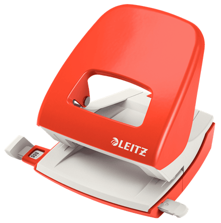 Perforator hartie 2 perforatii 30 coli metal Leitz series 5008 Perforator metalic Leitz NeXXt Series 5008 30 coli rosu deschis