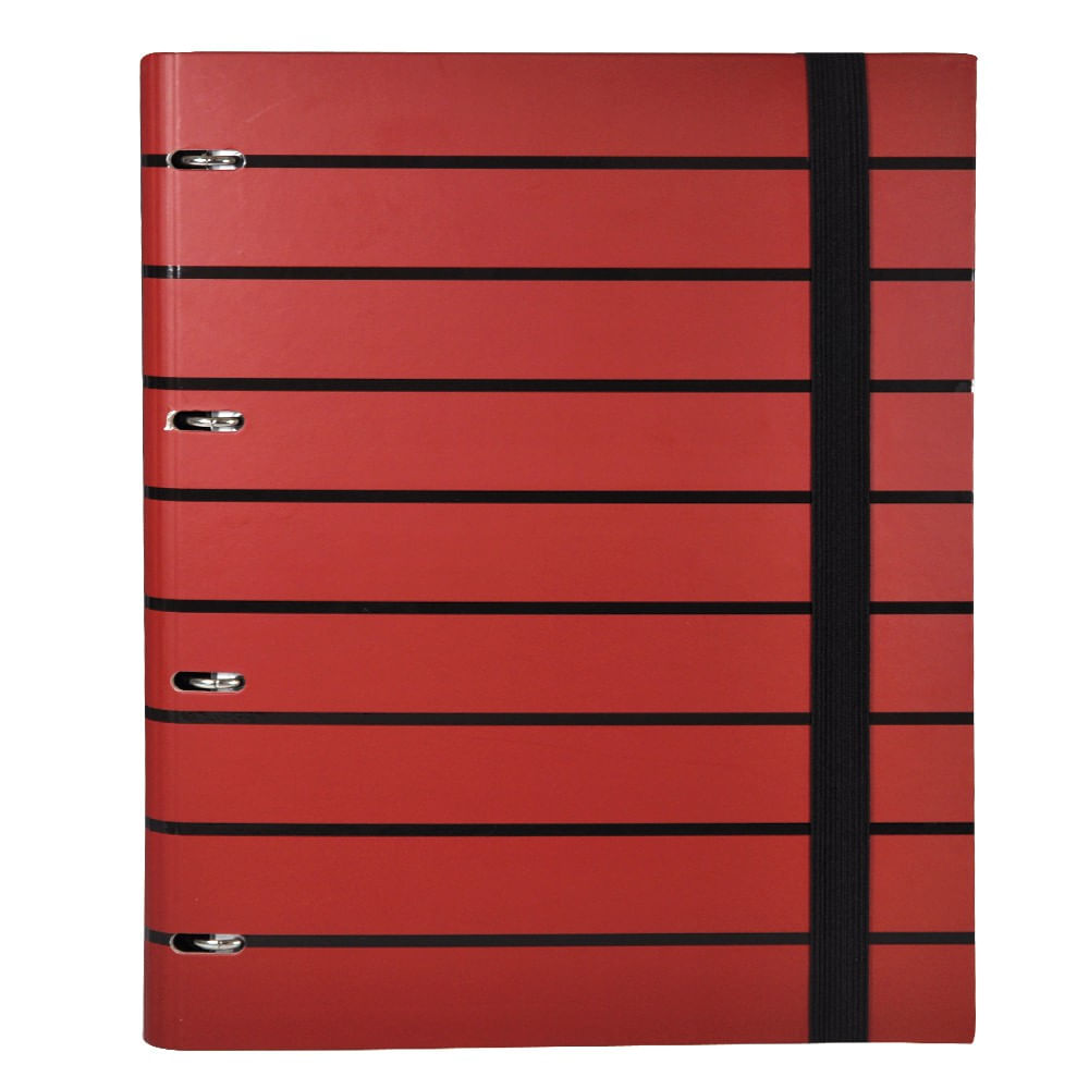 Caiet mecanic a4 senfort t-stripes, 4 inele, 120 coli, rosu