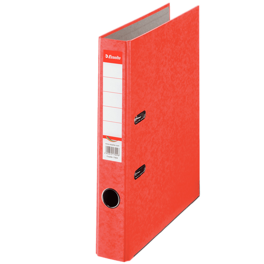 Biblioraft esselte rainbow, carton prespan, a4, 50 mm, rosu