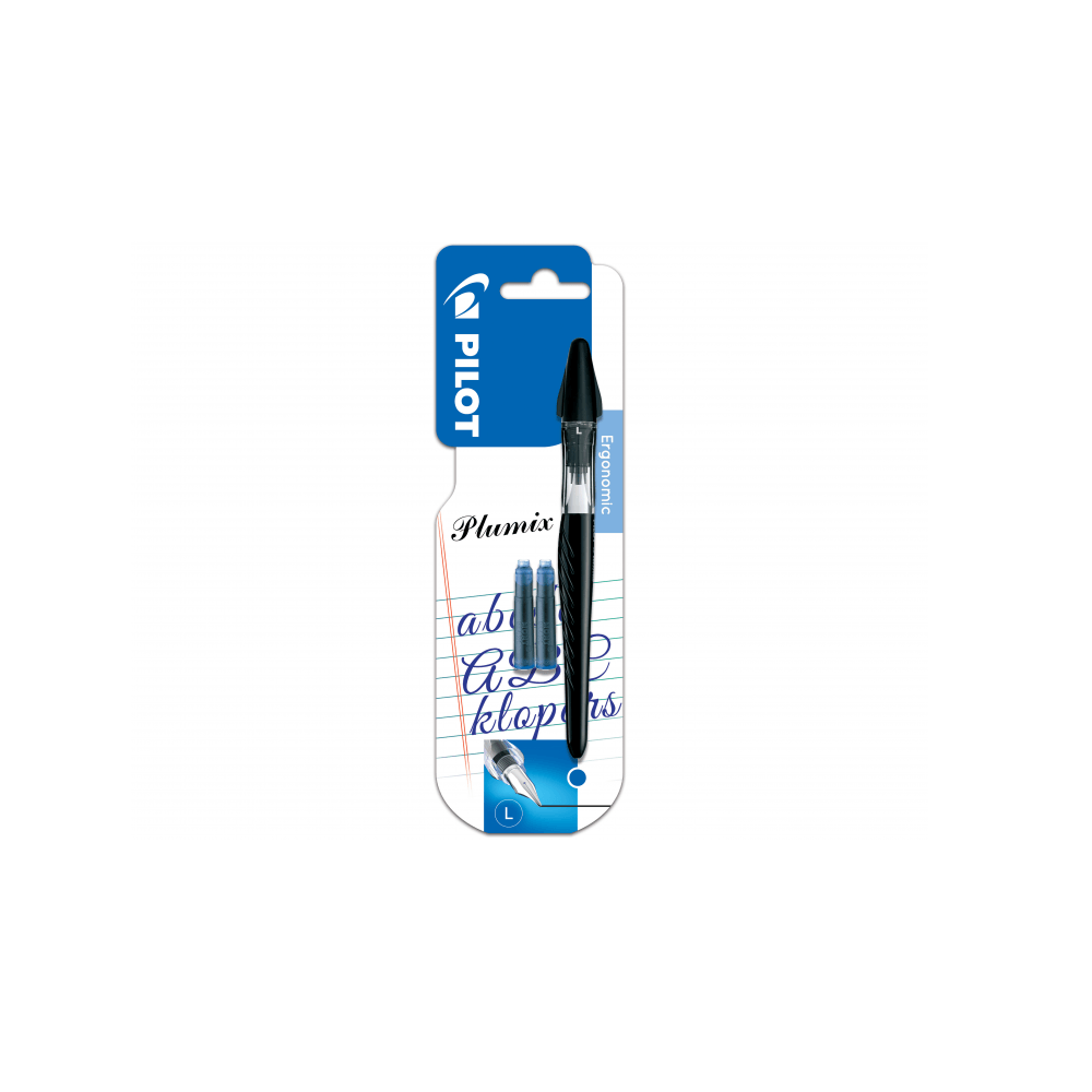 Stilou pluminix + 2 cartuse pilot stilou plumix + 2 cartuse pilot, negru, varf gros