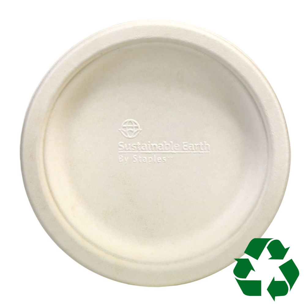 Farfurii eco unica folosinta staples, 16 cm, albe, 50 buc/set