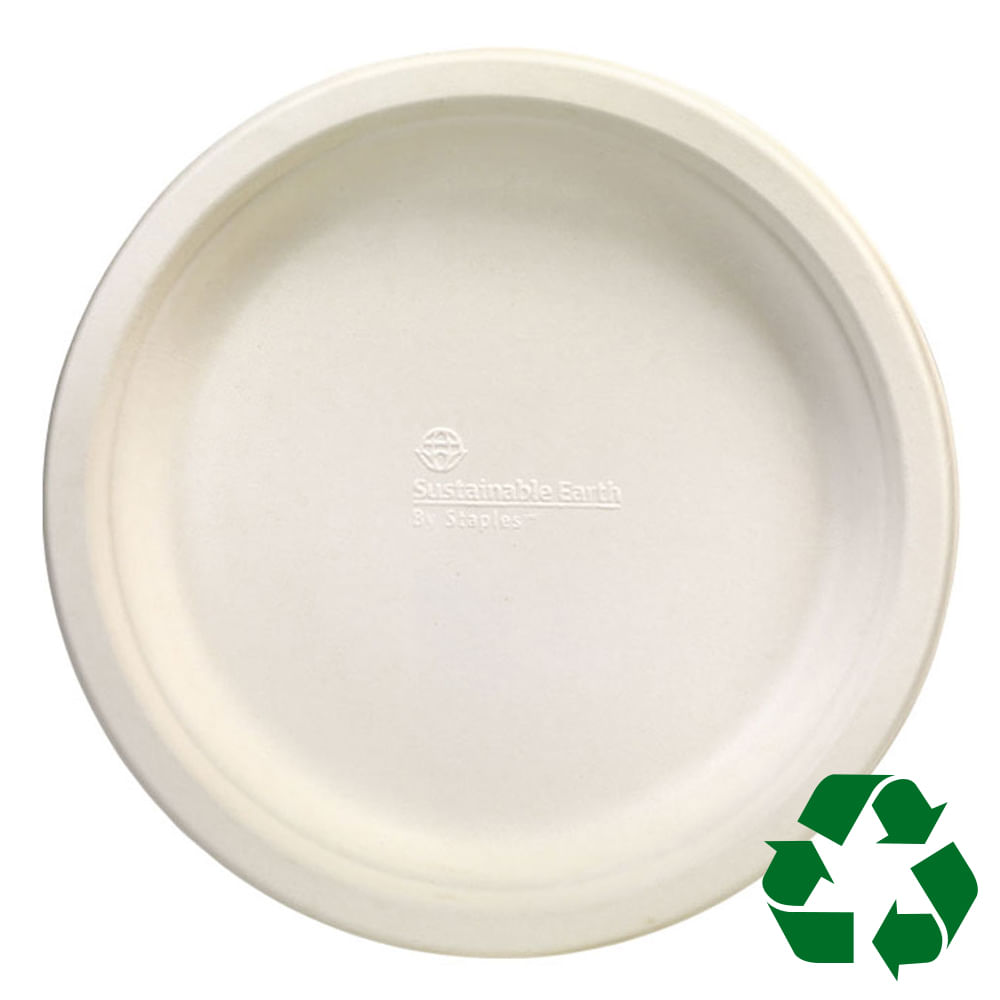 Farfurii eco unica folosinta staples, 22 cm, albe, 50 buc/set