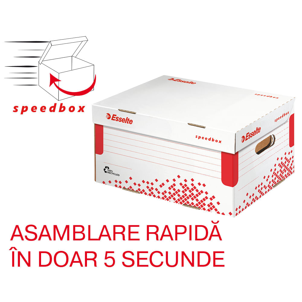 Cutie arhivare carton reciclat si reciclabil alb Esselte Speedbox
