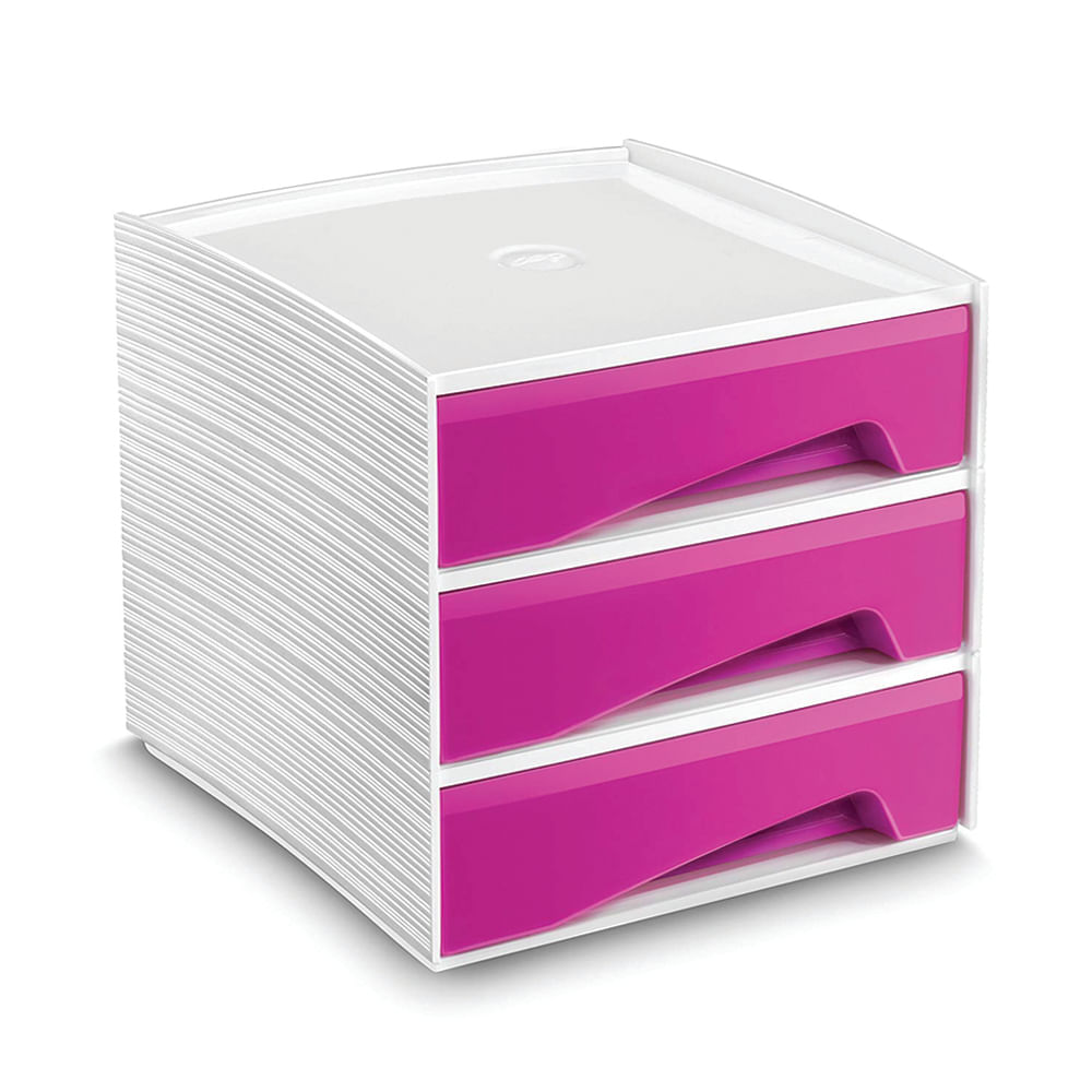 Suport 3 sertare mycube, roz