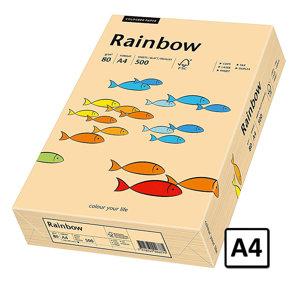 Hartie A4 Rainbow, 80 g/mp, 500 coli/top, salmon dacris.net