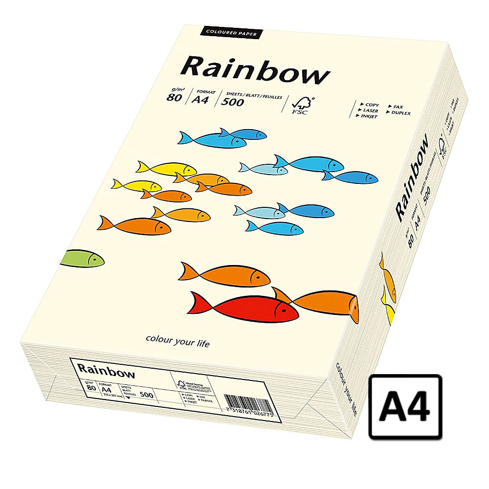 Hartie A4 Rainbow, 80 g/mp, 500 coli/top, crem, pret per top dacris.net poza 2021