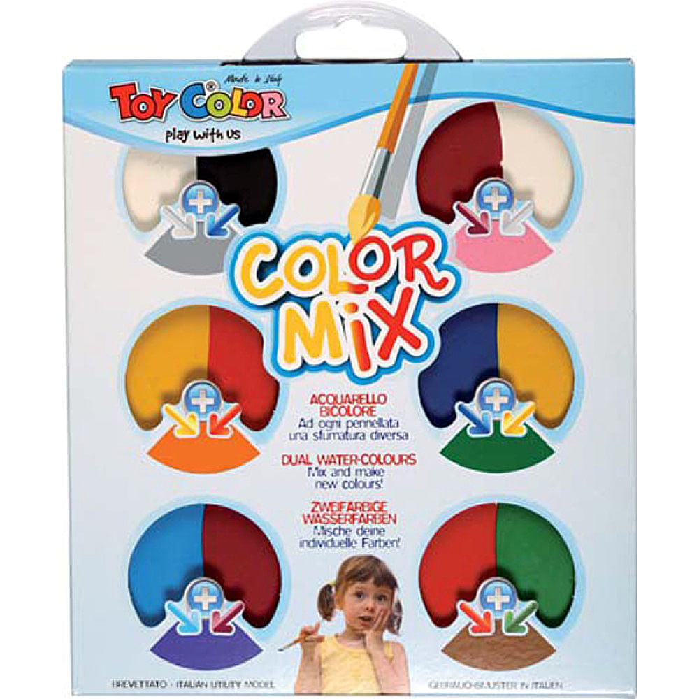 Acuarele Toy Color Colour Mix 12 culori dacris.net imagine 2022 depozituldepapetarie.ro