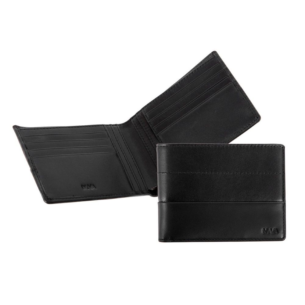 Portofel barbatesc Nava Passenger Leather 8 compartimente, negru