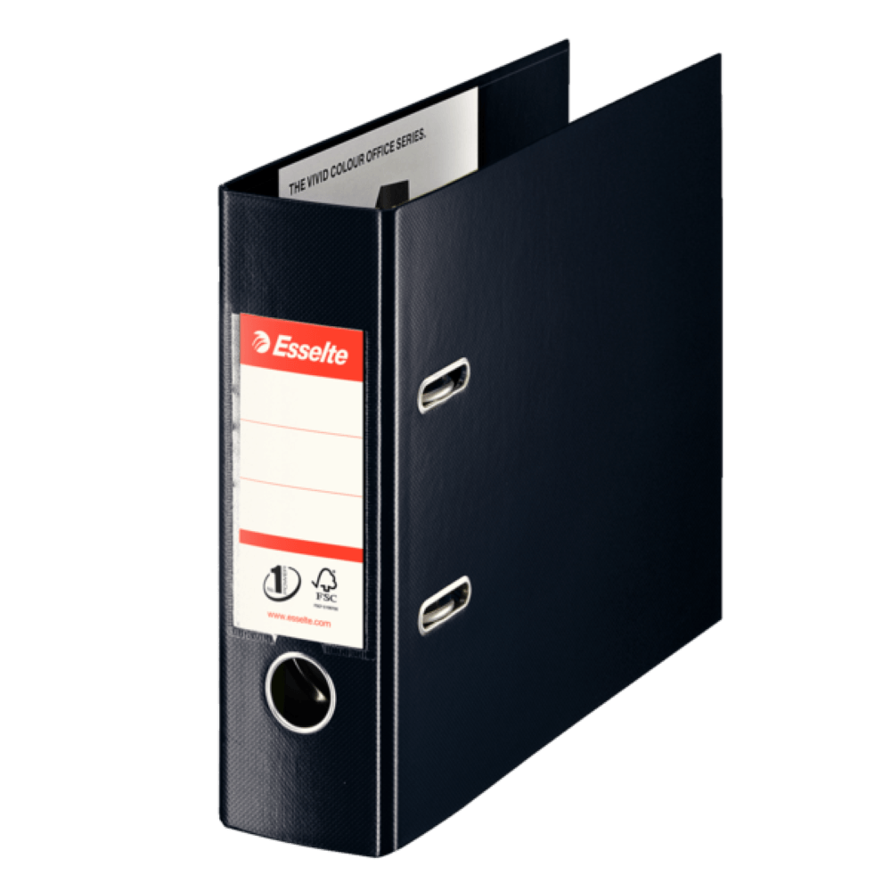 Biblioraft esselte no.1 power vivida, pentru banci, pp/pp, 75 mm, negru