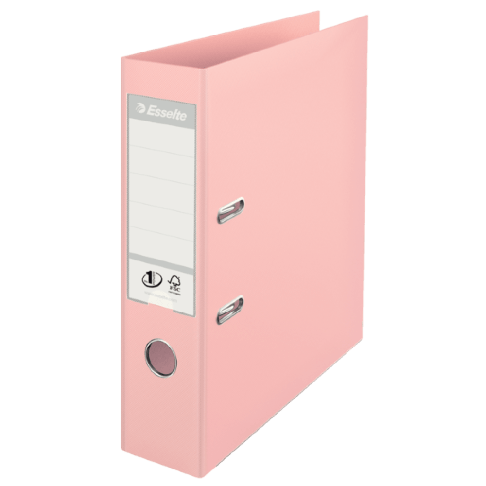 Biblioraft Esselte No.1 Power, PP/PP, partial reciclat, certificare FSC, A4, 75 mm culoarea piersicii