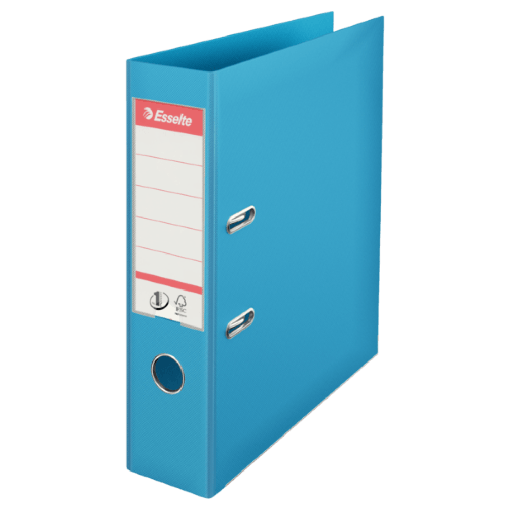 Biblioraft Esselte No.1 Power, PP/PP, partial reciclat, certificare FSC, A4, 75 mm cyan
