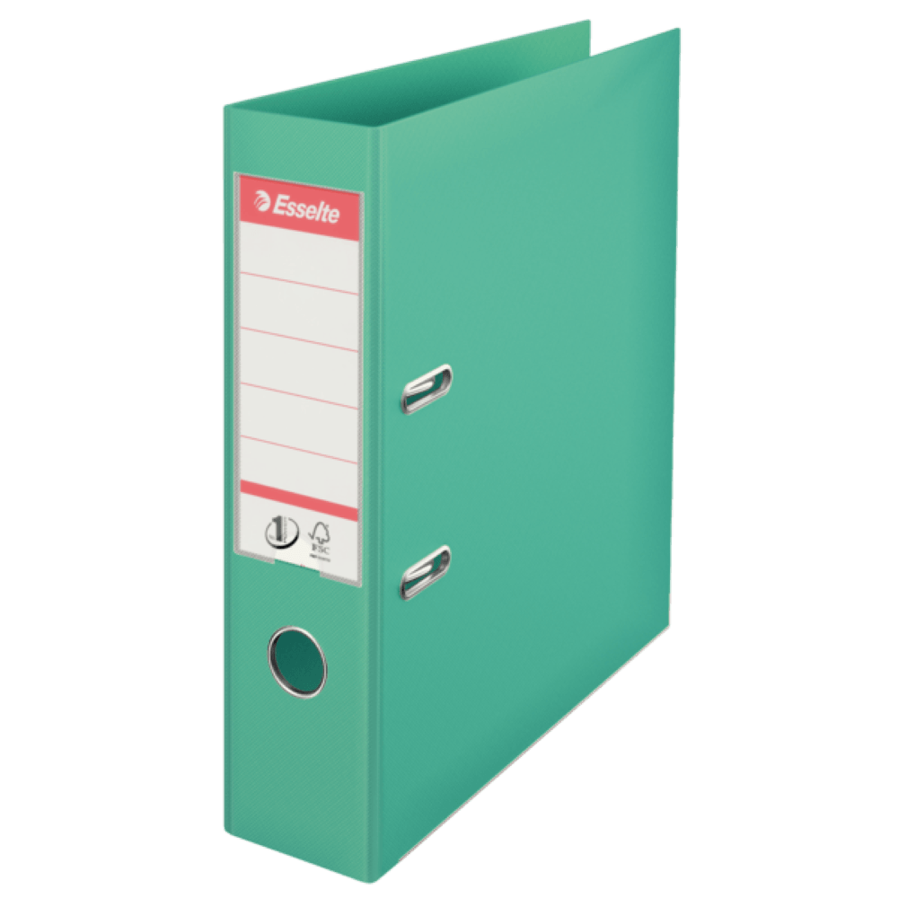 Biblioraft Esselte No.1 Power, PP/PP, partial reciclat, certificare FSC, A4, 75 mm menta