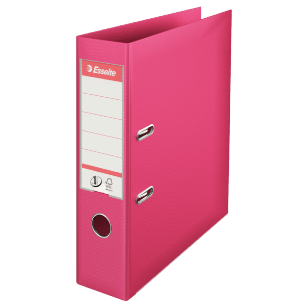 Biblioraft Esselte No.1 Power, PP/PP, partial reciclat, certificare FSC, A4, 75 mm fuchsia